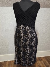 Adrianna Papell Black Cocktail Dress Womens Size 14 Bodycon Ruched