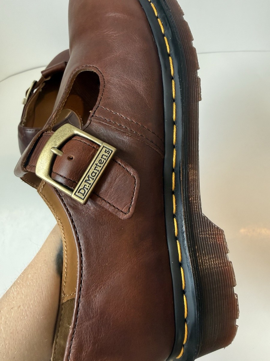 Dr. Martens T-Bar Mary Jane Shoes, Regency Whiskey Brown Leather M