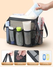 Mesh Shower Caddy Tote Large Quick Dry Hanging Toiletry Bag 8 Pocket Bath Organi
