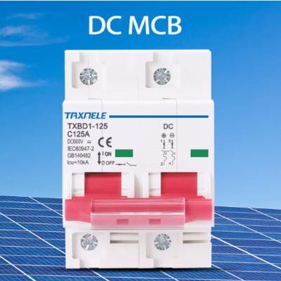 TAXNELE 2P DC MCB 600V 100A 125A Solar Battery Circuit Breaker PV