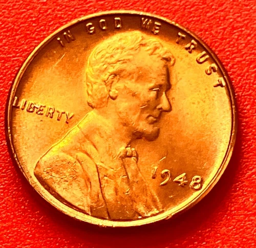 1948-P Lincoln Wheat Cent Penny GEM RED BU From an Original Bank Roll