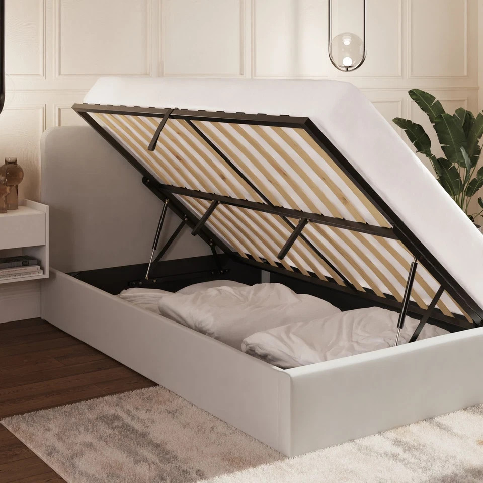 Grey King Ottoman Bed Soft Grey Chiswick  Side opening - assemble for any side