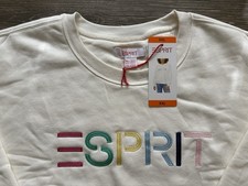 Esprit White Women's Logo Crewneck Sweatshirt Embroidered 80s Retro XXL NWT