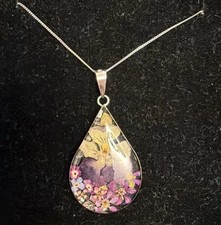 Handmade Botanical Resin Necklace With 45cm Fine 925 Hallmarked Silver Necklace