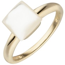 Jobo Ladies' Ring Pearl 925 Silver Gold-Plated 1 Mother of Pearl Inlay RW: 52
