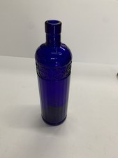 Vintage Cobalt Blue Ornate Glass Wine Bottle 11 '' Tall Made In Canada