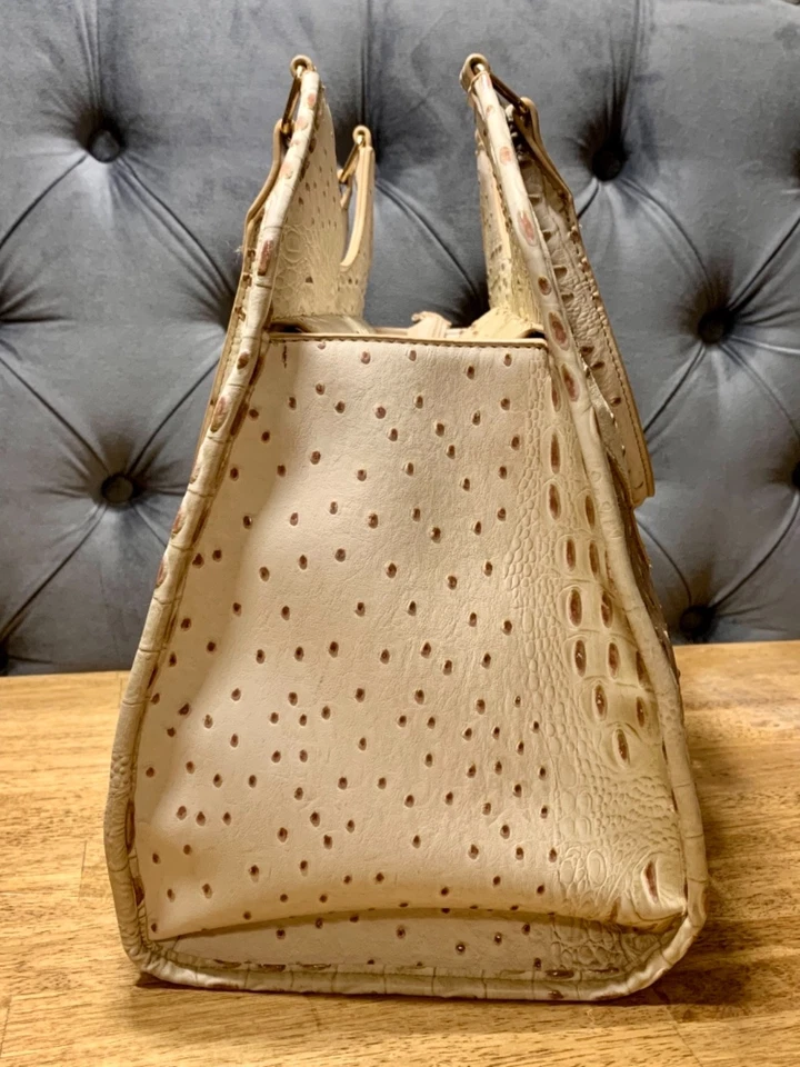 Cato Faux Alligator Bag Leather Preppy Academia Mob Wife Purse White Brown Tan - Image 2 of 4