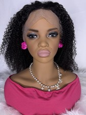20 Inch 360 Lace Wig Human Hair Curly 200 Density Natural Black Pre Plucked