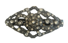 KIRKS FOLLY Hair Barrette Japanned Metal Rhinestones Clear MADE IN FRANCE