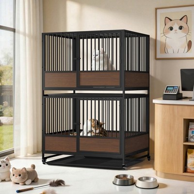 1/2/3 Tier Stackable Cat Cage Large DIY Pet Kitten Whelping Crate Rabbit Hutch