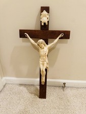 Large Vintage Wooden Handcrafted Crucifix, Wa...
