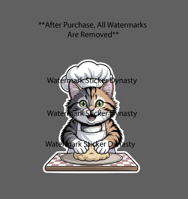 Cat Making Biscuits Sticker Waterproof Decal Baker Baking Cute Funny Gift NEW