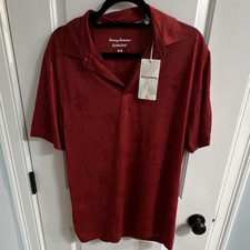 Tommy Bahama IslandZone Red Palm Polo Shirt Men's M Short Sleeve Collared
