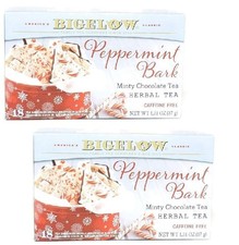 Bigelow Peppermint Bark Tea - 18 Bags Per Box 2 Boxes - 36 Bags Total