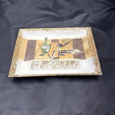 Vtg Cigar/Cigarette Ashtray Hand Painted Tilso Japan Rare Tobacco Liquor Poker