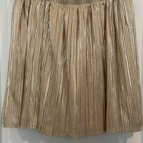 Wonder Nation Gold Metallic Pleated Elastic Waist Lined Skirt Girls XXL 18 NEW - Picture 3 of 11