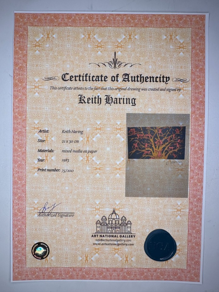 COA Keith Haring Art Print Vintage Poster Numbered Signed by the Pen