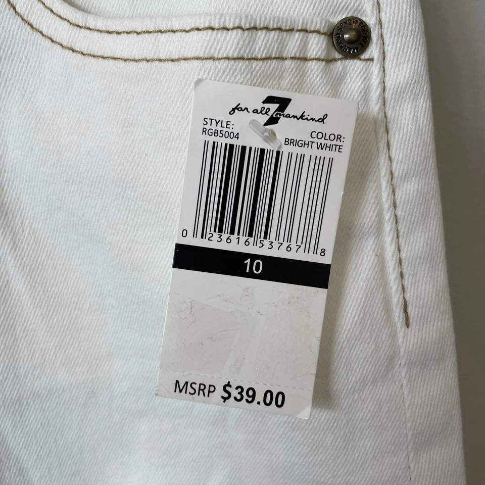 Falda vaquera blanca 7 para toda la humanidad niñas talla 10 "A" bolsillo dobladillo crudo apagado nueva Foto 3 de 4