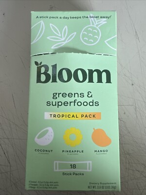 Bloom Greens & Superfoods - Tropical Pack - 18 Sticks.  Exp: Dec 2025