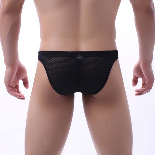 Men's Sexy G-string T-back Thongs Briefs Bulge Pouch Mesh Underwear See-through - Picture 9 of 28