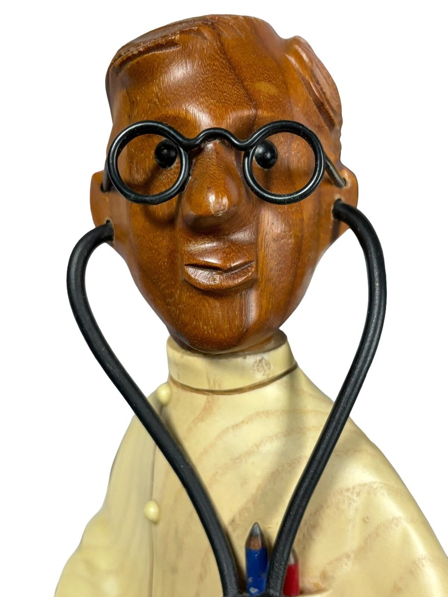 Vtg ROMER Hand Carved Wooden Doctor Veterinarian Nurse Stethoscope