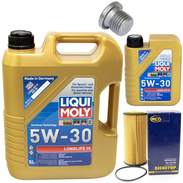 MotoröL Set 5W-30 6 Liter + ÖLfilter SH 4079 P + Schraube FüR Audi Q3 VW Passat-image
