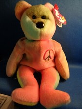 TY BEANIE BABIES - PEACE BEAR 1996 RETIRED w/ TAG (1) PLUSH FIGURE * ERRORS *