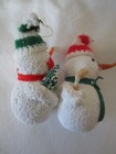 Vintage Lot of 2 Snow Coated Hollow Plastic SNOWMEN w/ carrot nose Christmas — photo 5