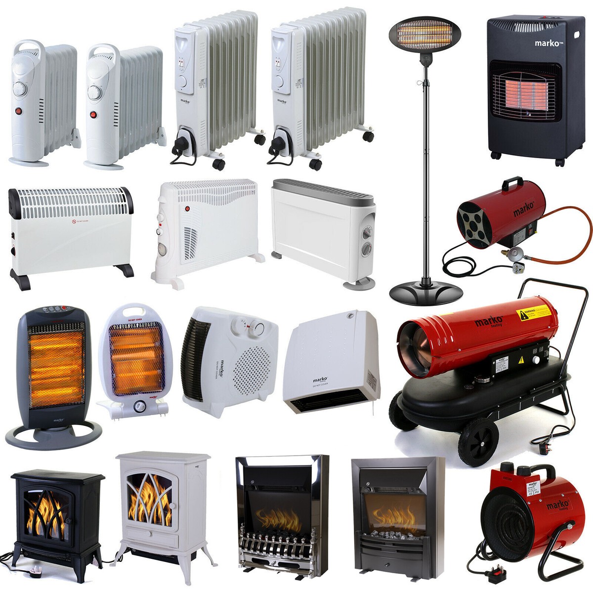 Heaters Electric Oil Filled Radiator Fan Halogen Quartz Gas