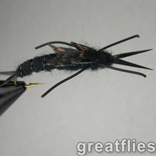 1 dozen (12) - Kaufmann's Stonefly Nymph - BLACK - Rubber Legs