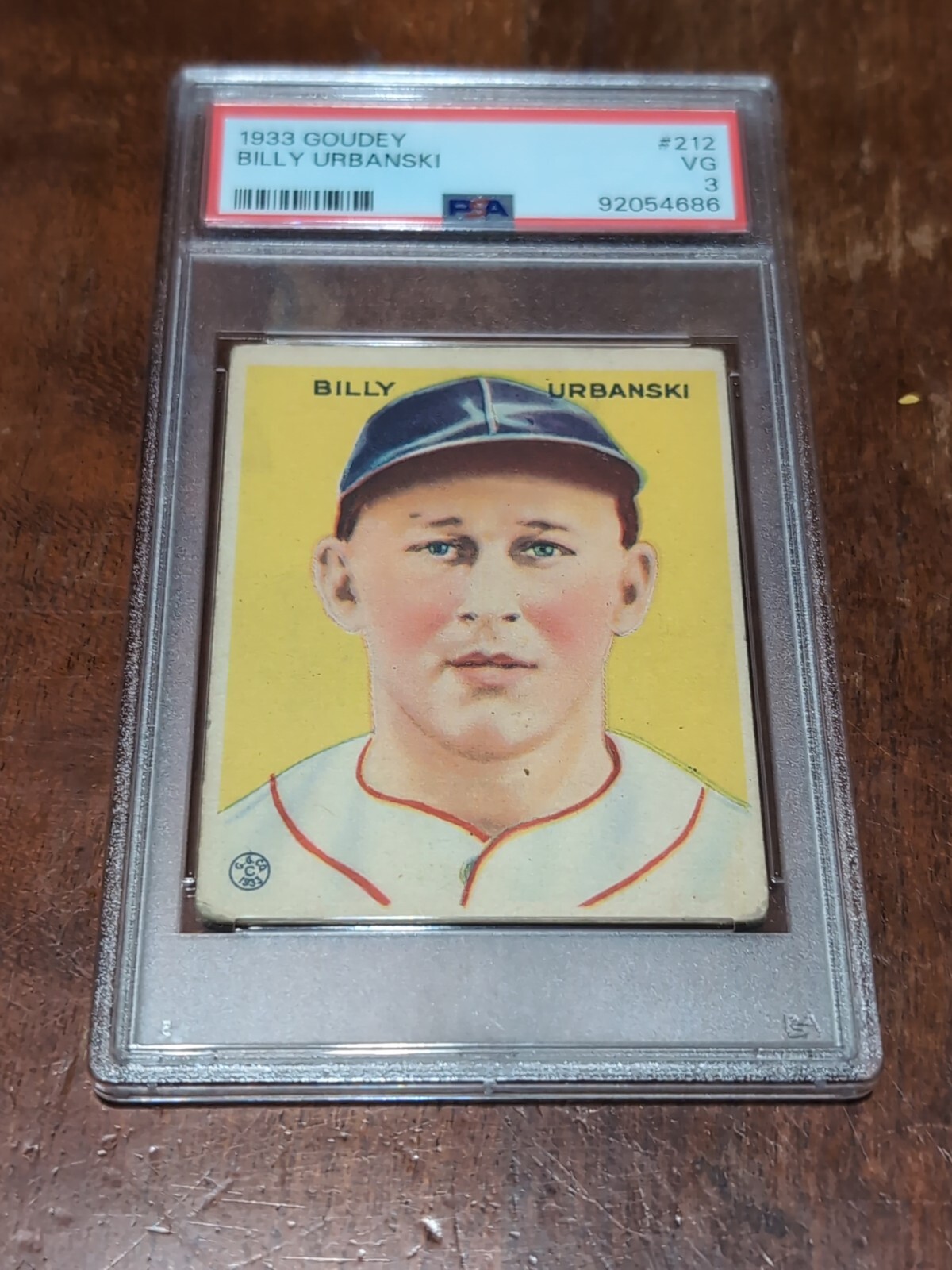 1933 Goudey #212 Billy Urbanski PSA 3 VG Boston Braves