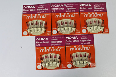 Noma Push In Flasher Lamps Cat No 2601 12 Volt 5 Pkgs for 10 Push-In Mini Sets