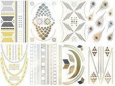 Body Art Decor Waterproof Metallic Temporary Fake Tattoo Sticker Gold  Silver