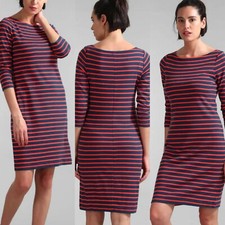 GAP Striped Casual Dress 3/4 Sleeve Soft Knit Cotton Pullover Red Women's L