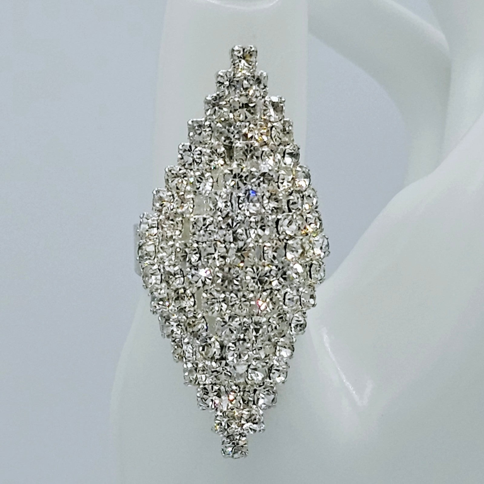 Bling Ring Adjustable Rhinestone Studded Two Tier… - image 8