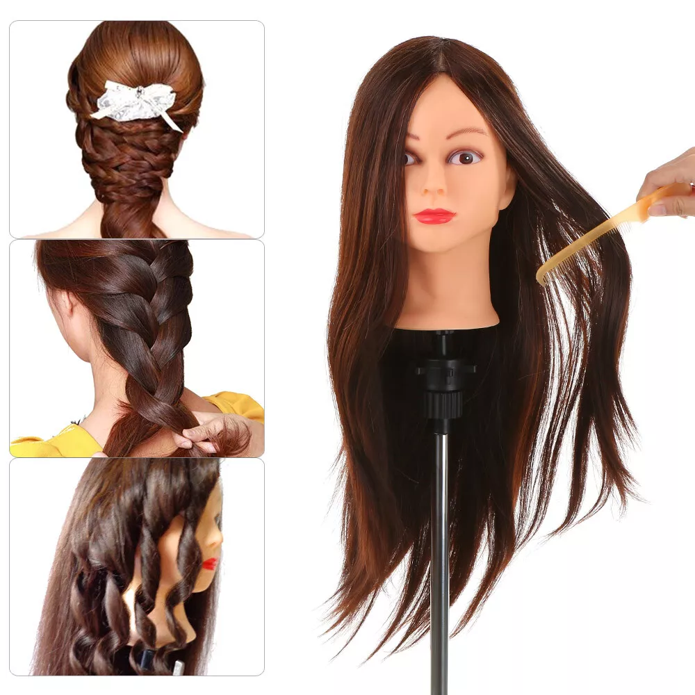 Mannequin Head With Hair Female Cosmetology Manikin Head Stand Dummy Doll  Wig