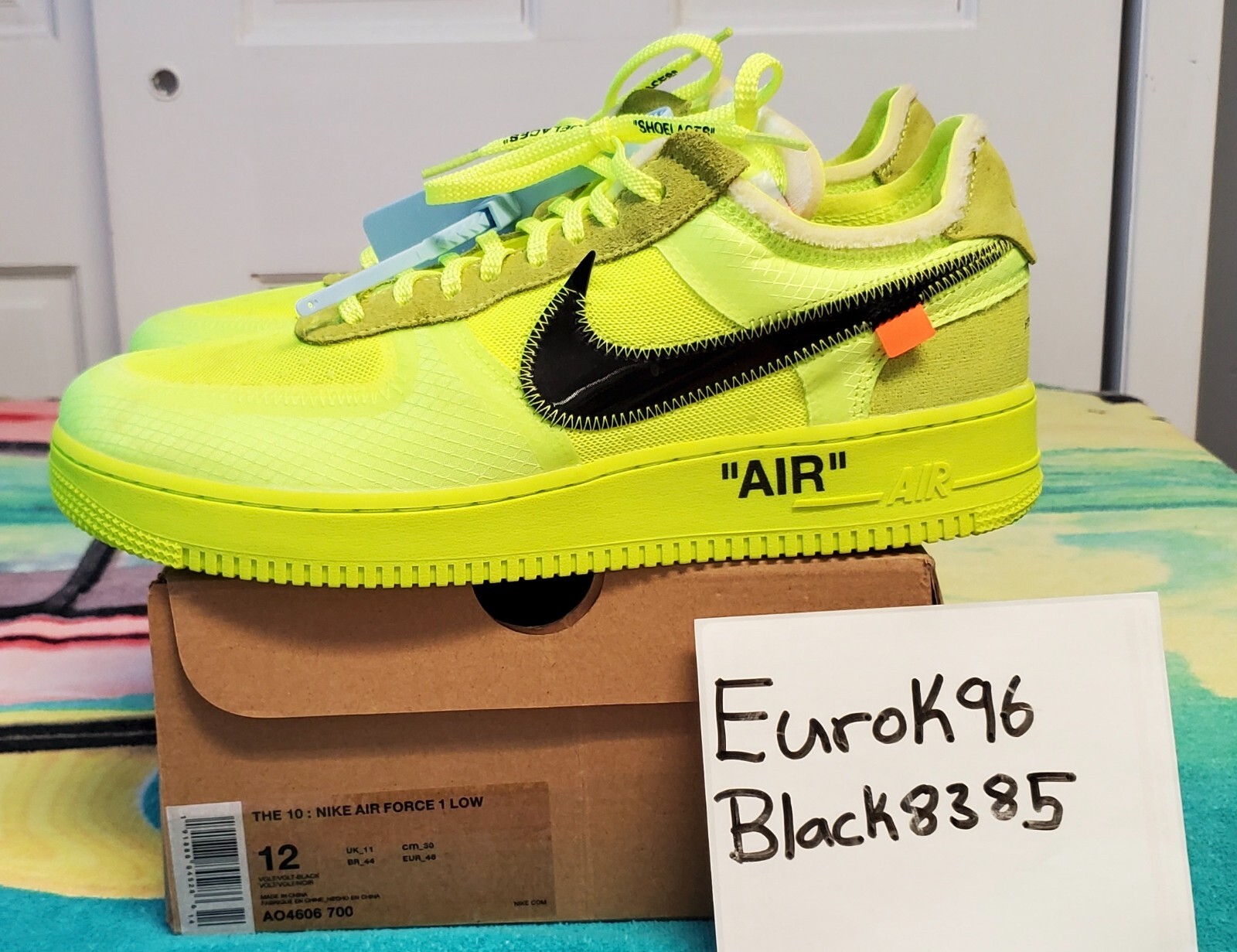 OFF WHITE X NIKE NIKE 100% AUTENTICA BIANCA SPENTA X AIR FORCE 1 LOW 12 (VOLT!)