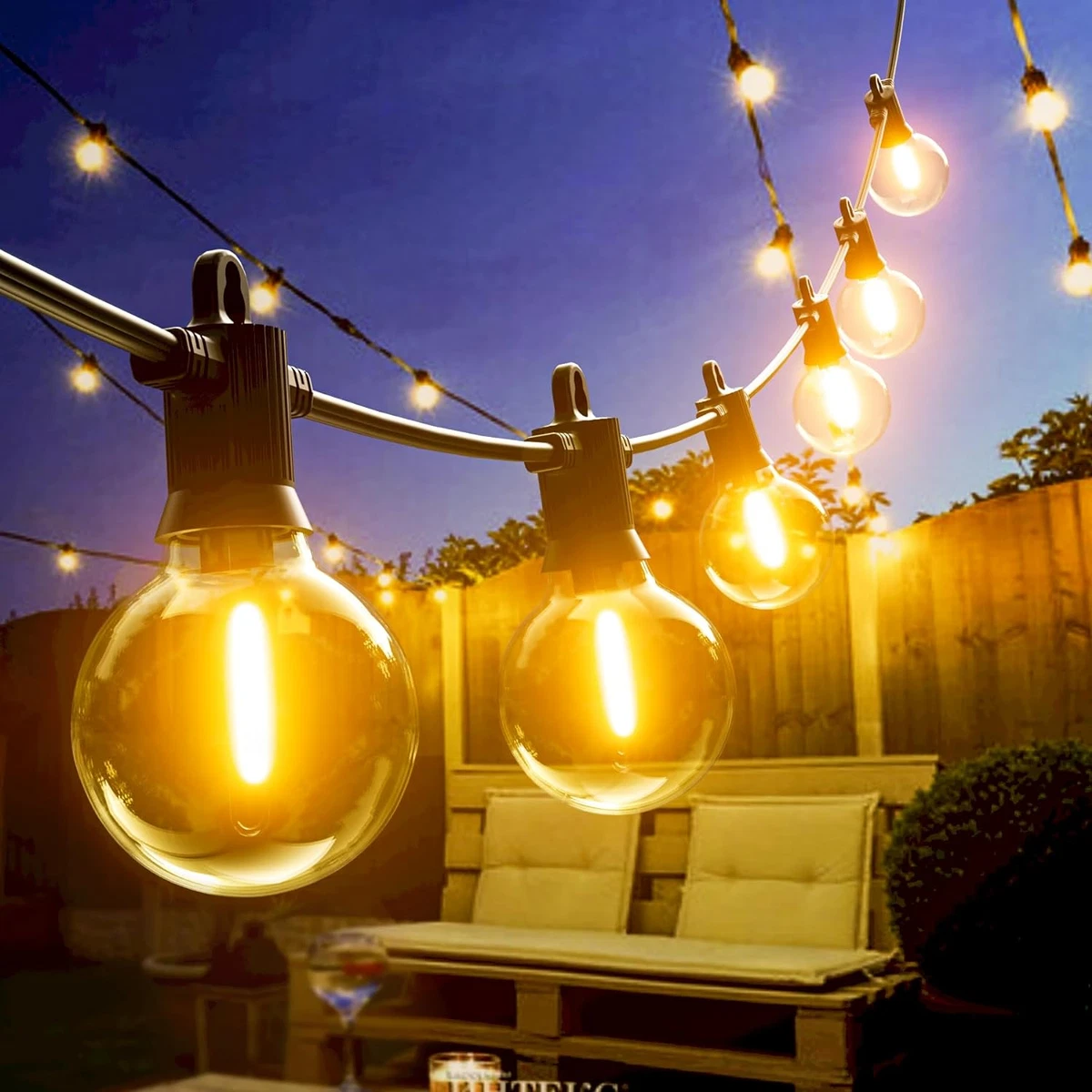 Outdoor bulb string on sale lights mains powered