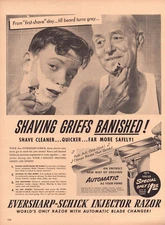 Eversharp-Schick Injector Razor Grandfather Grandson - 1949 Vintage Print Ad