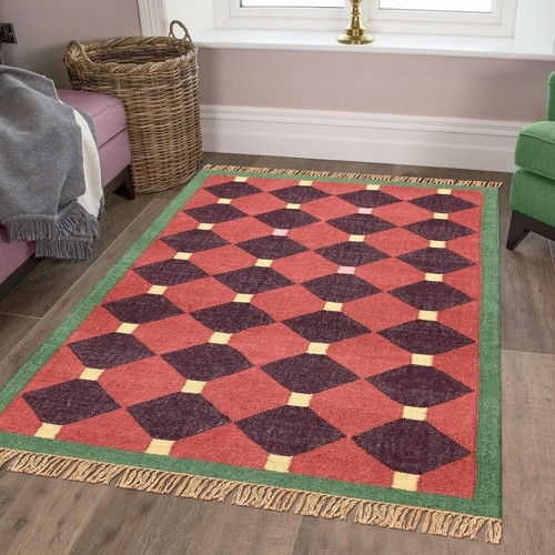 Alfombra grande de yute de lana alfombra 7x10 Kilim - amarillo negro lana natural yute mano - Imagen 20 de 42