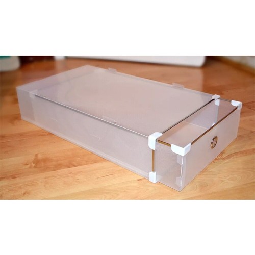 10X Clear Plastic Shoe Storage Boxes Drawer Stackable Foldable Organiser Durable - Picture 8 of 15
