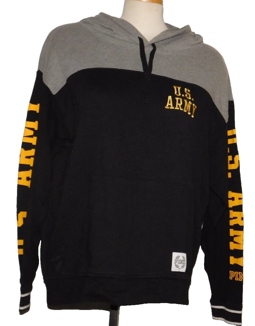 UNDERCOVER FELPA CON CAPPUCCIO ROSA VICTORIA'S SECRET ESERCITO STATUNITENSE 5TH & OCEAN taglia M