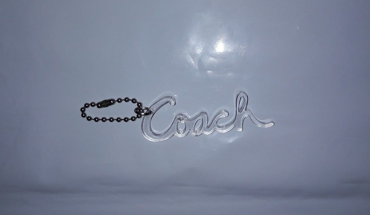 Authentic Coach Script Clear Plastic Charm Keycha… - image 2