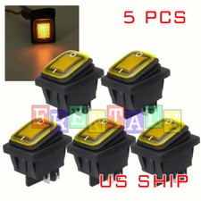 5x K2 Yellow Led 4pin Waterproof 12v 20a Bar Rocker Toggle Switch Led Light Car 5x K2 Yellow Led 4pin Waterproof 12v 20a Bar Rocker Toggle Switch Led Light Car