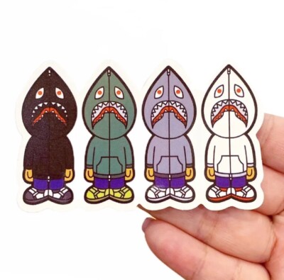 A BATHING APE BAPE SHARK HOODIE JACKET STICKERS/DECALS - 1 PC PER ORDER (NEW)