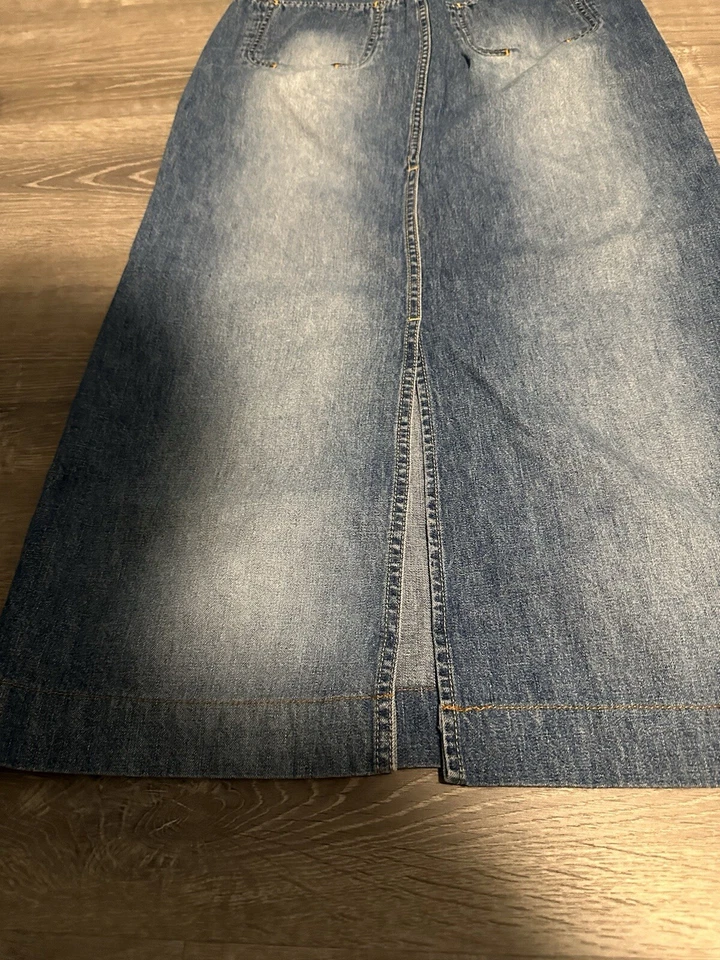 Tommy Hilfiger Falda Midi Denim Talla 7 Lavado Medio Foto 4 de 4