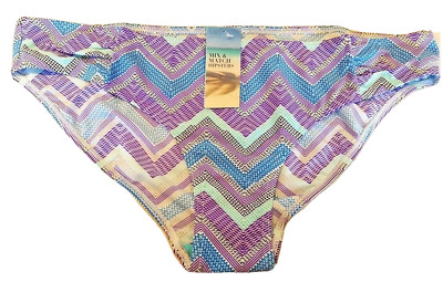 M&S Bikini Badehose Übergröße 20 blau lila Hipster Style Zick Zack Print