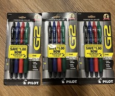 PILOT G2 Refillable/Retractable Rolling Ball Colored Gel Pen 3 Pack Total 12 Cnt