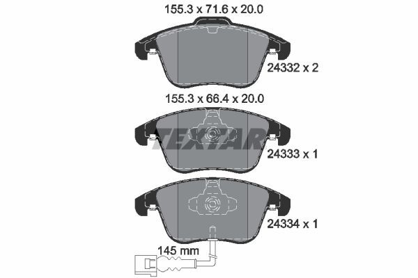 Textar 2433301 Textar Bremsbelagsatz, Scheibenbremse FüR Audi Seat VW-image