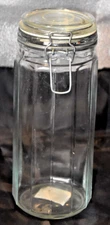 Vintage Panel Glass Spaghetti Jar Wire Hinged Lid 10x3.5” Tall Pre-owned